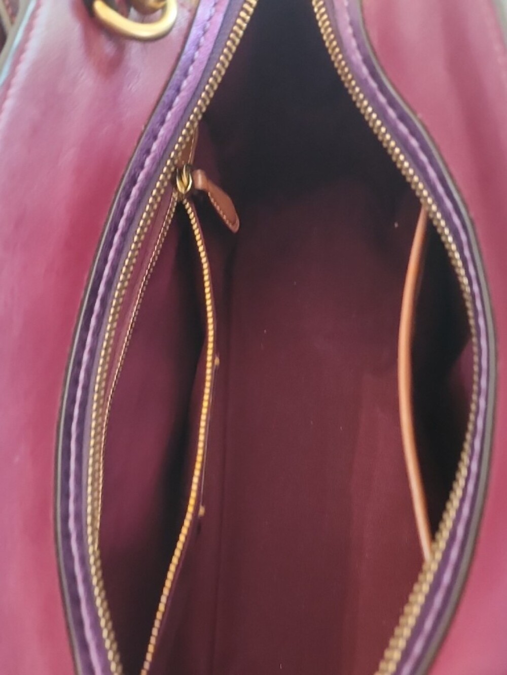 Coach Convertible Satchel in Burgundy with Black Trim and Gold Hardware - Picture 3 of 3